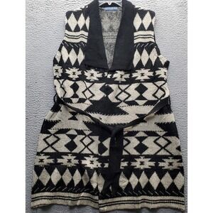 Signature Weekend Cardigan Sweater Womens Large Multi Aztec Print Open Drape